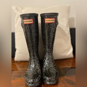 Hunter Black Glitter Rain Boots